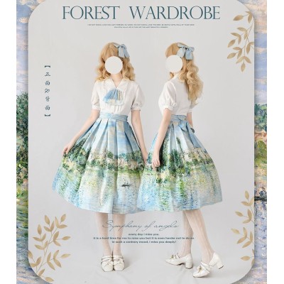 Forest Wardrobe Monet Painting Blouse and Skirt(Limited Pre-Order/15 Colours/Full Payment Without Shipping)